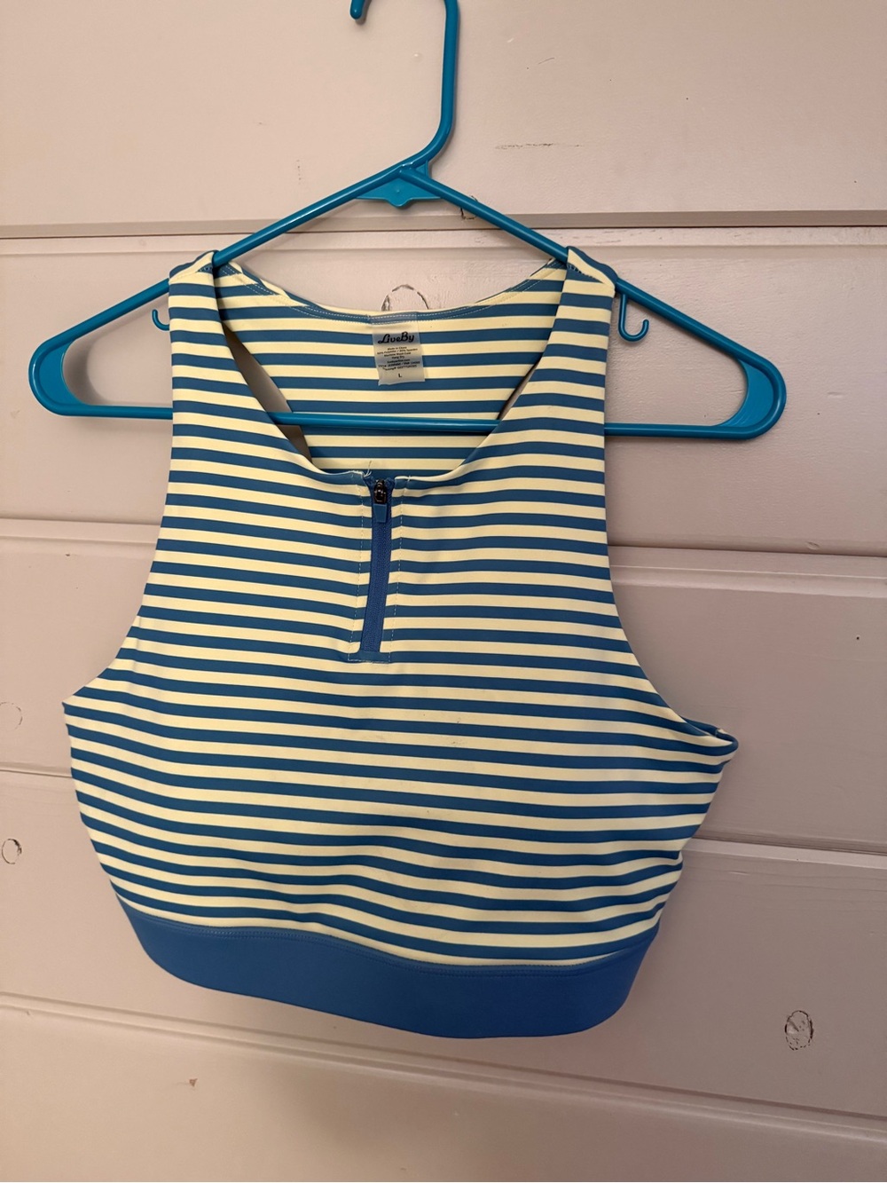 LIVE BY Striped Zip-Front Crop Top. Size L